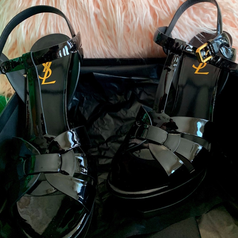 Saint Laurent Black Shiny Heels